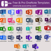 Medley of free MS OneNote templates. KanBan Task Board, GTD, Intranet, Planner, To-Do Lists, Diary, Moving House Checklist, Travel Vacation Checklist, Family Tree, Projects and Teams